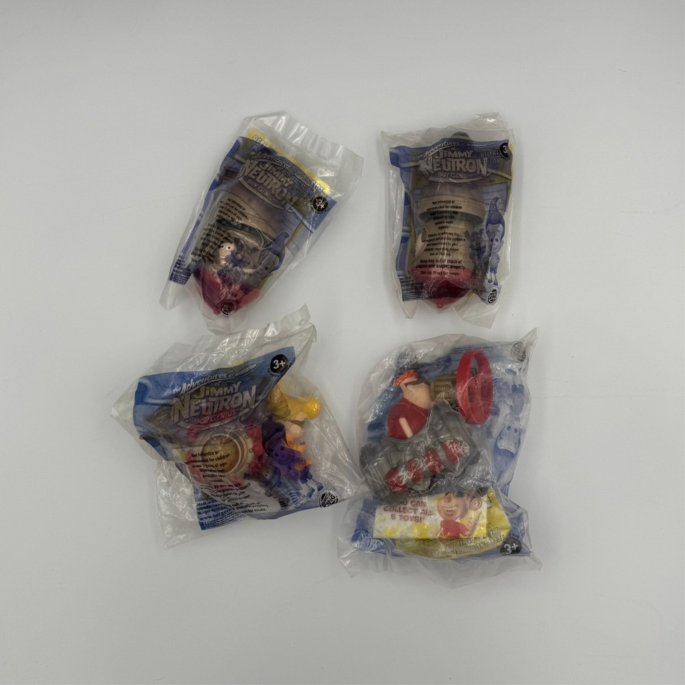 Jimmy‎ Neutron Boy Genius 2002 Burger King Kids Toys Set of 4 | Duplicate Sheen